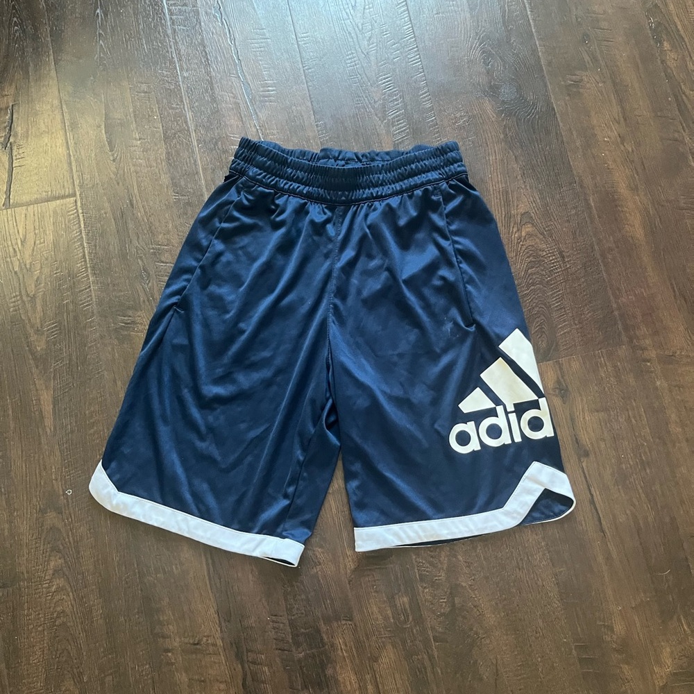 Adidas Dark Blue Sports Shorts with White Logo